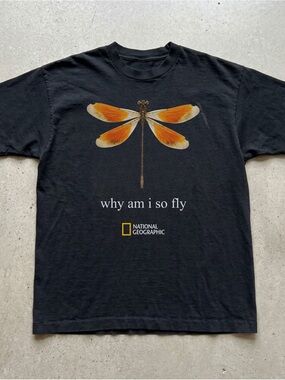 Gildan Black Tee with Orange Dragonfly Graphic
